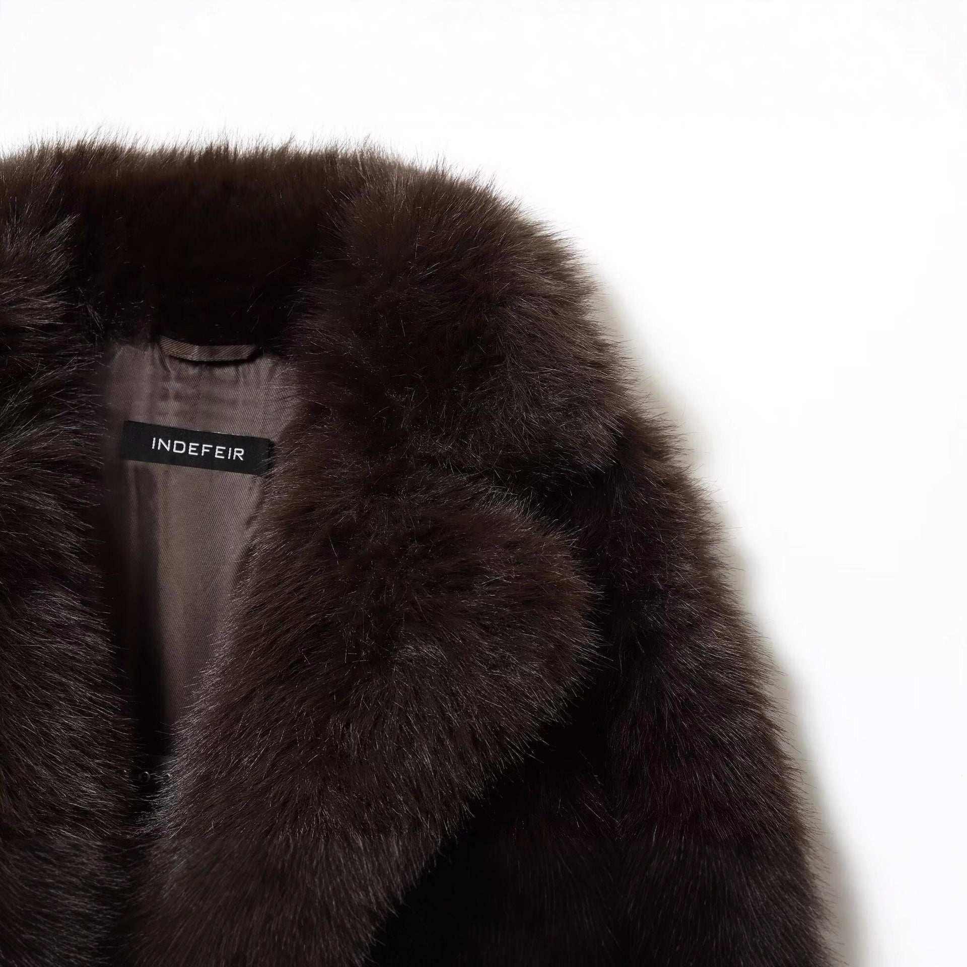 Temperament collar long sleeved faux fur effect jacket for women - tif-shop24.de