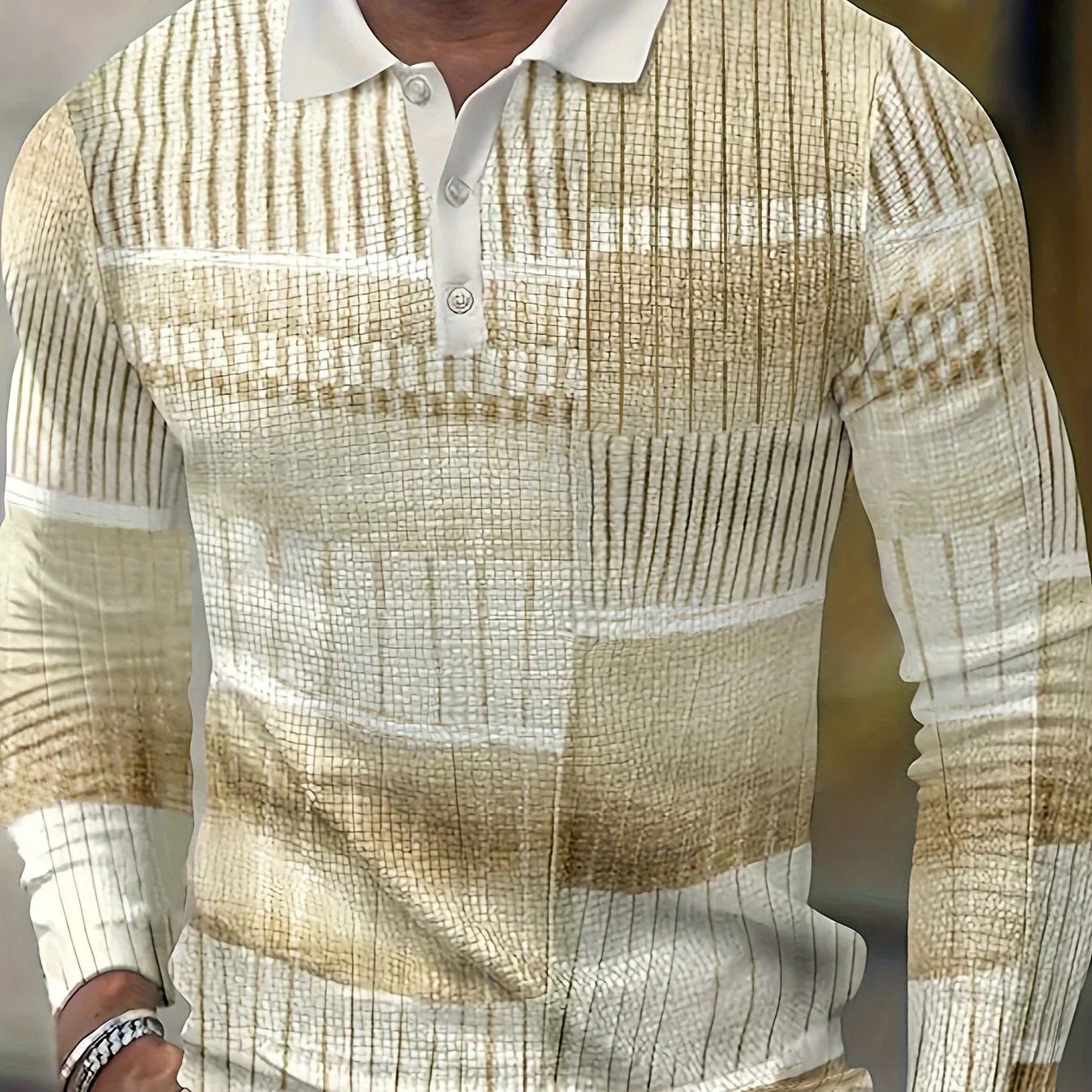 Retro Patchwork Casual V-Ausschnitt Langarm Rugby Shirt | tif-shop24.de