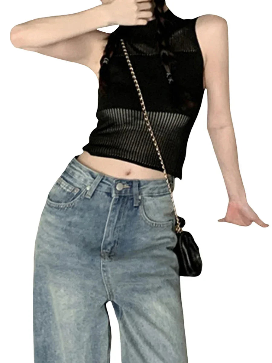 New Come Y2K D Häkelstrick Crop Tops Durchsichtige Bluse Langarm Crop Shirt Clubwear Sexy Strand Cover | tif-shop24.de