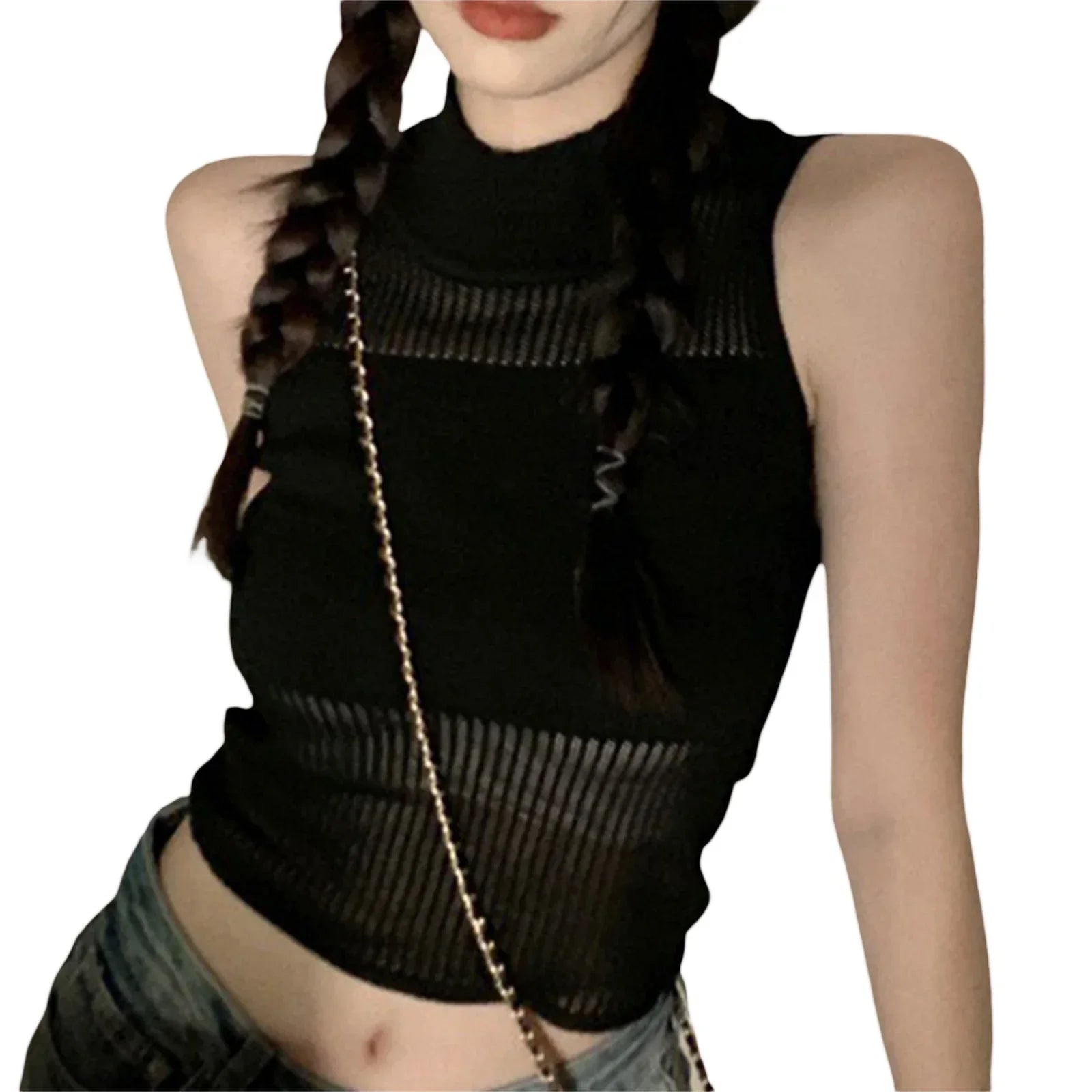 New Come Y2K D Häkelstrick Crop Tops Durchsichtige Bluse Langarm Crop Shirt Clubwear Sexy Strand Cover | tif-shop24.de