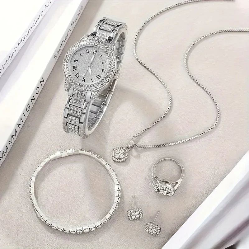 6er Luxus Strass Quarzuhr Set – Damen Analoguhr, Valentinstag & Geschenk - tif-shop24.de