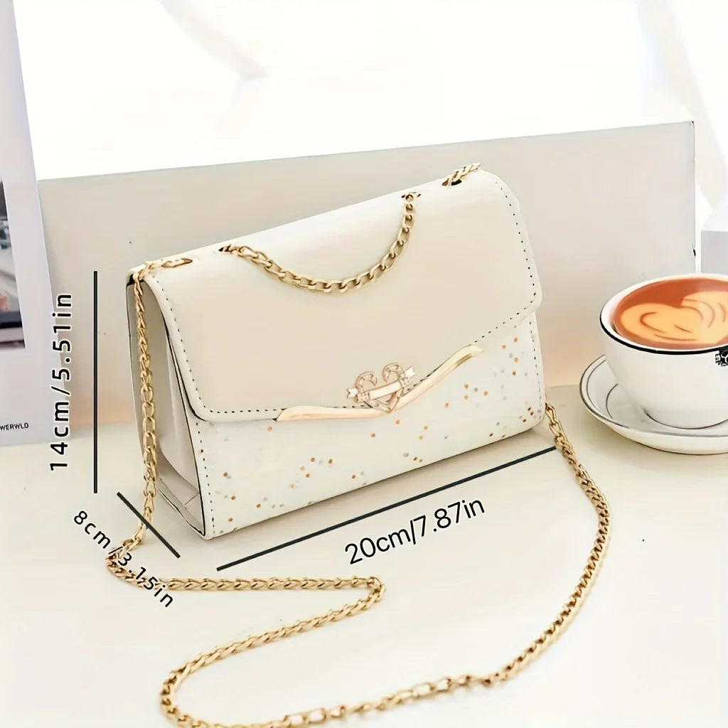 Vielseitige Umhängetasche Mit Pailletten Und Glitzer, Ohne Anhänger, Elegante, Stilvolle Umhängetasche Mit Klappe, Trendige Umhängetasche Aus PU-Leder Mit Kettenriemen - tif-shop24.de