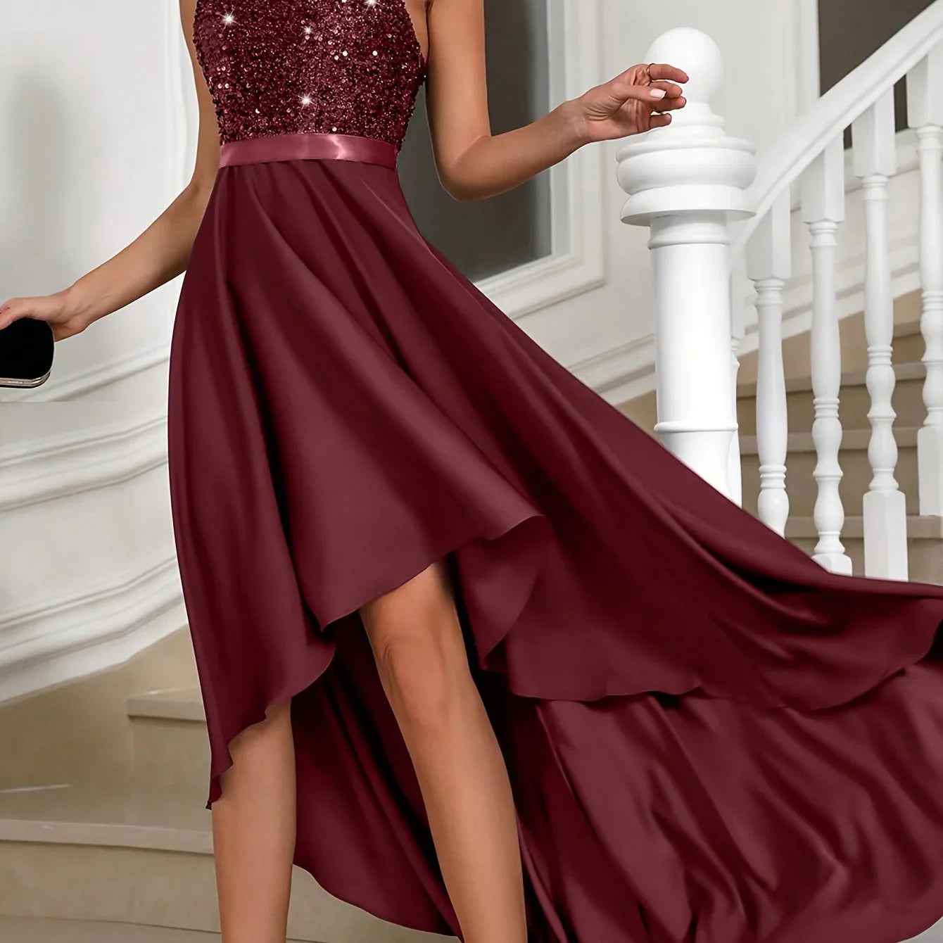 Solides Tauchsaum-Partykleid Elegantes Schräges Schulterärmelloses Kleid | tif-shop24.de