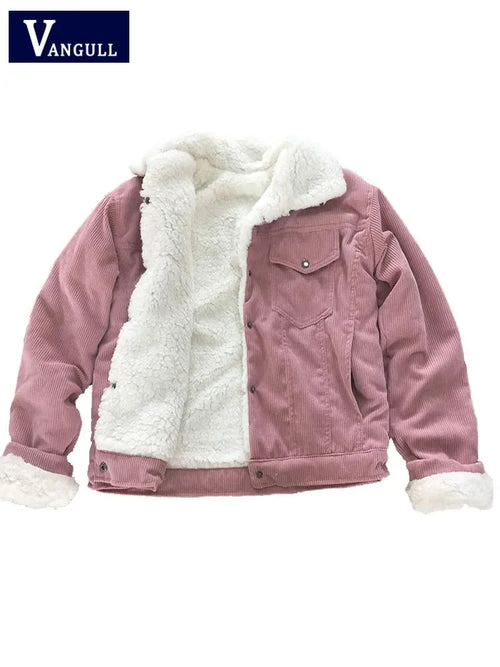 Warme Cord Gepolsterte Dicke Samt Solide Langarm Kurze Jacke | tif-shop24.de