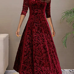 Solides Langarmkleid, Elegantes V-Ausschnitt-Kleid | tif-shop24.de
