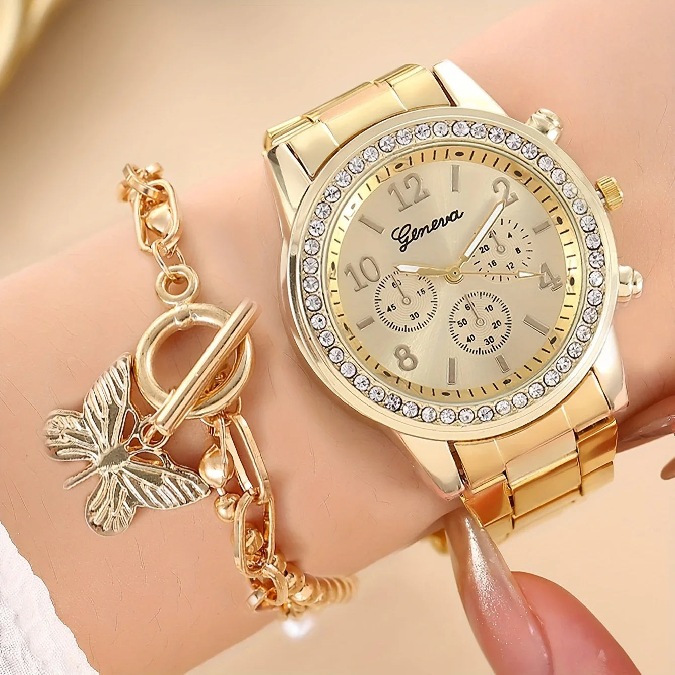 Quarzuhr Schmetterlingsarmband Set - Business Elegant Geschenk | tif-shop24.de