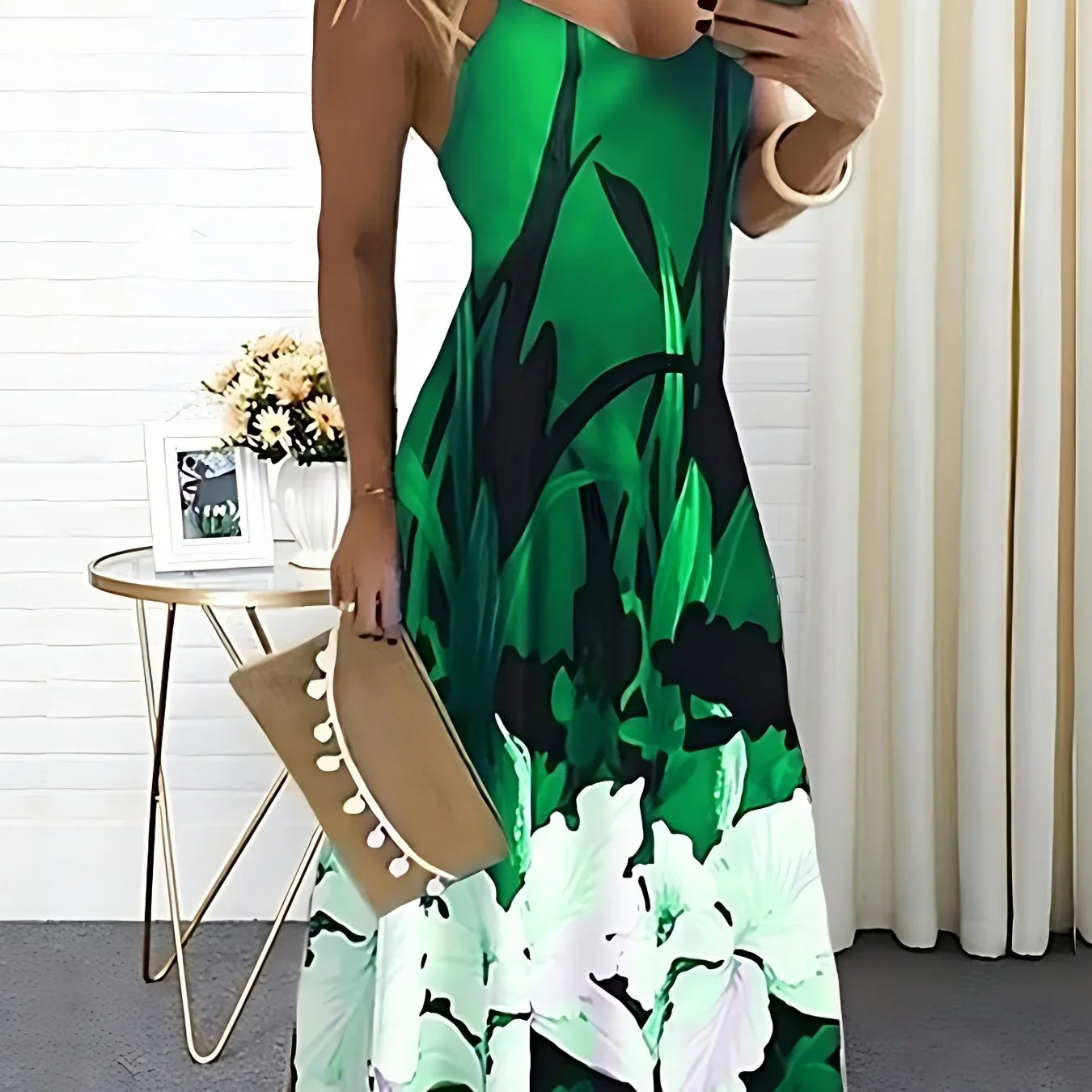 Cami-Kleid mit Blumendruck, Mini-Trägerkleid mit Rundhalsausschnitt, Lässiges Alltagskleid - tif-shop24.de