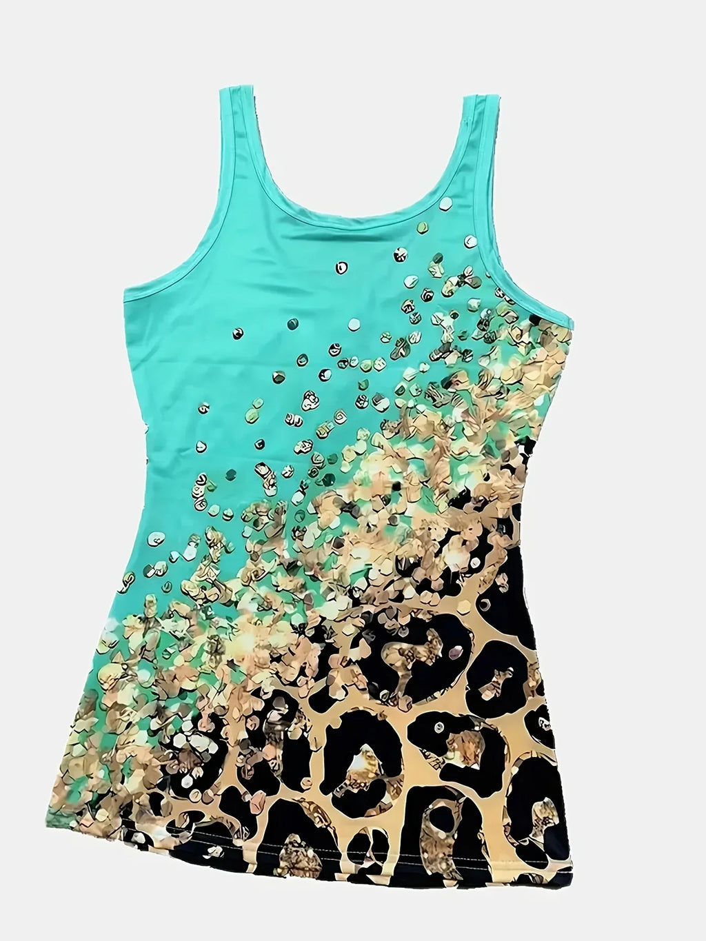 Tanktop Mit Leopardenmuster, Lässiges, Schmales, Ärmelloses Sommeroberteil Mit U-Ausschnitt - tif-shop24.de