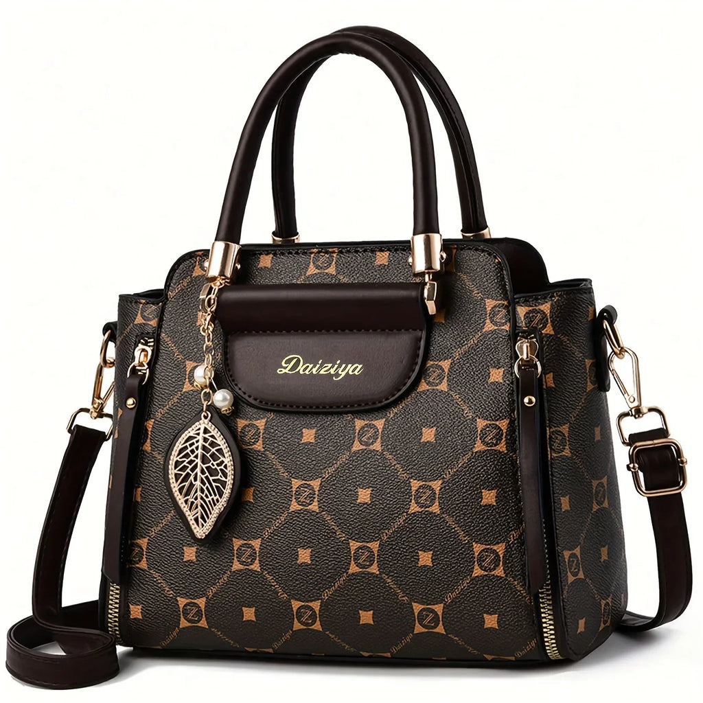 Tassel-Anhänger-Top-Handle-Satchel-Crossbody-Tasche, PU-Leder-Textur-Tasche Geldbörse, Klassische Vielseitige Mode-Schultertasche - tif-shop24.de