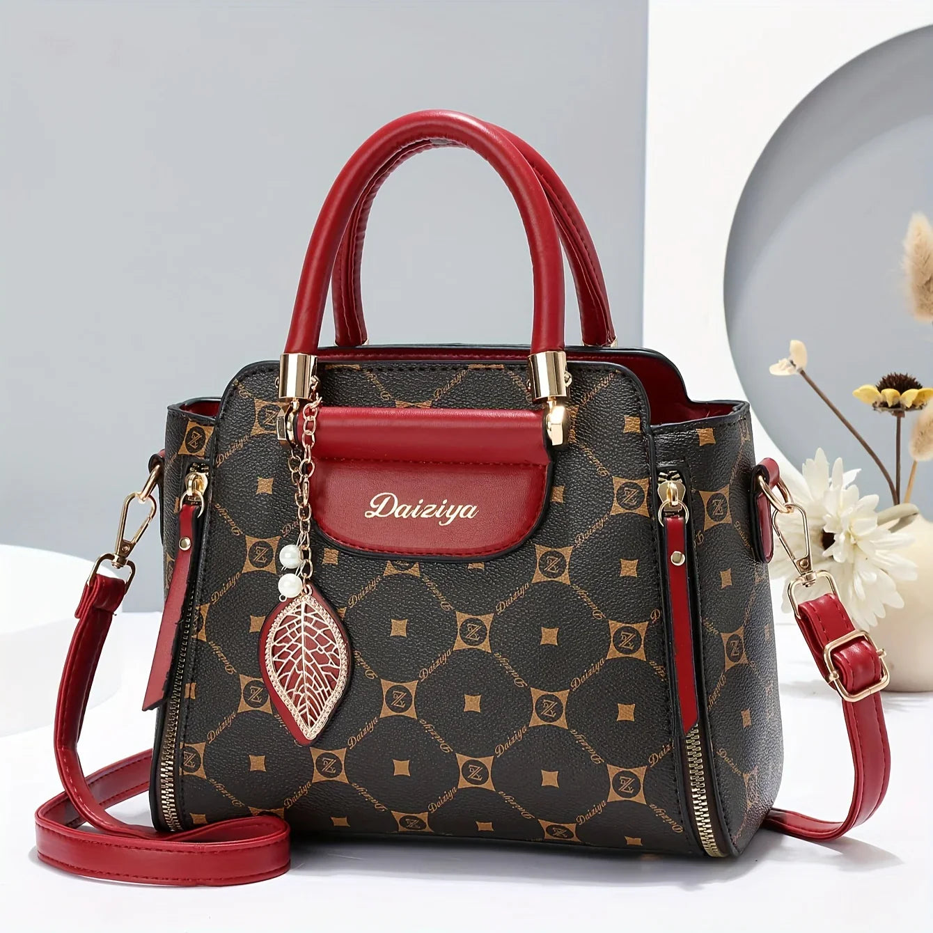 Tassel-Anhänger-Top-Handle-Satchel-Crossbody-Tasche, PU-Leder-Textur-Tasche Geldbörse, Klassische Vielseitige Mode-Schultertasche - tif-shop24.de