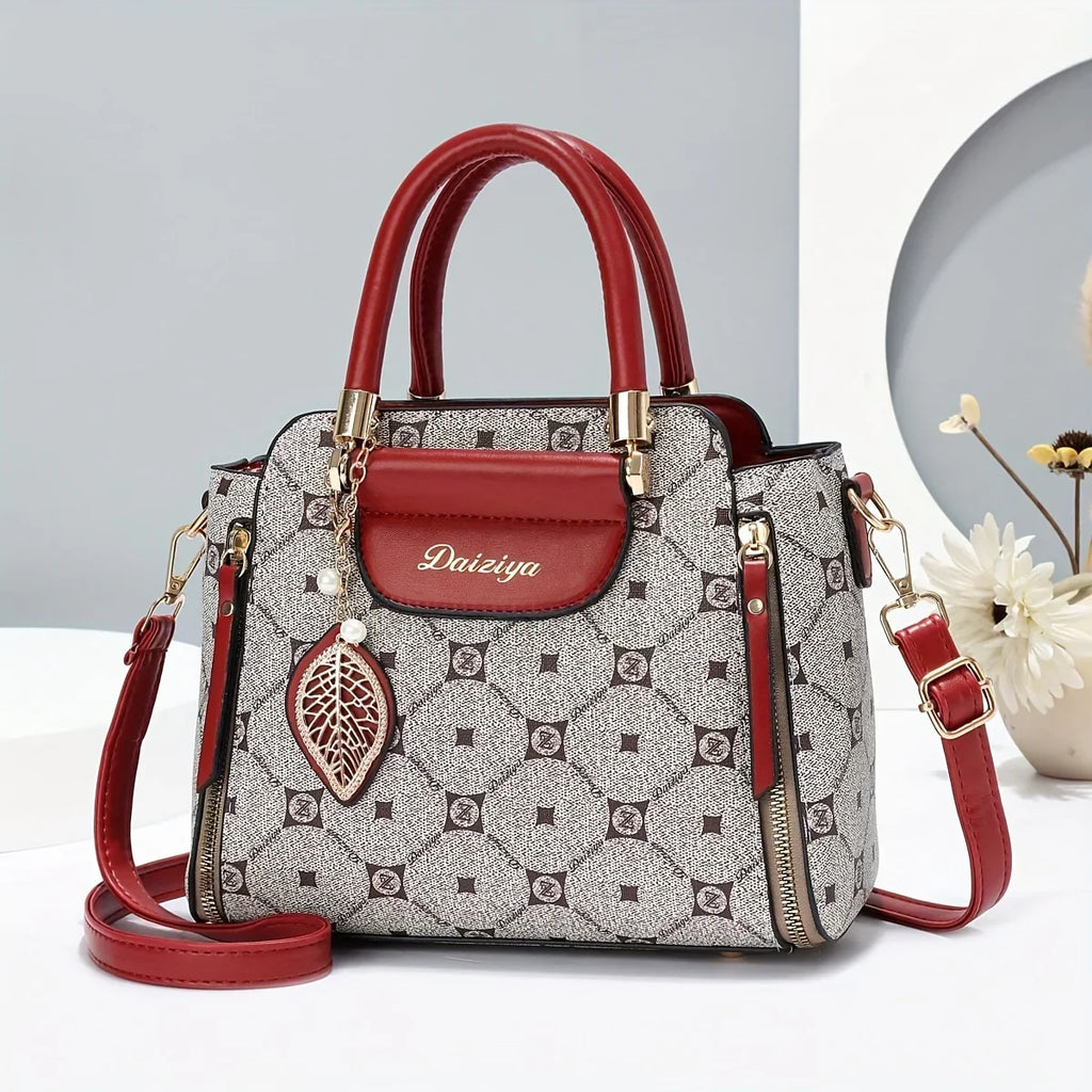 Tassel-Anhänger-Top-Handle-Satchel-Crossbody-Tasche, PU-Leder-Textur-Tasche Geldbörse, Klassische Vielseitige Mode-Schultertasche - tif-shop24.de