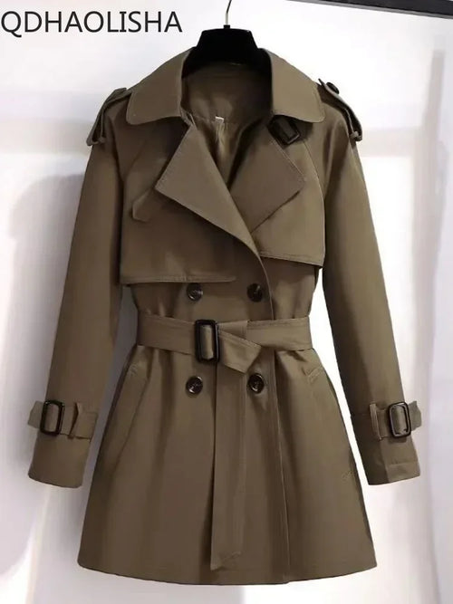 Neu Trenchcoats Vintage Elegante Mode Zweireihig Lose Streetwear Kurze Mantel | tif-shop24.de
