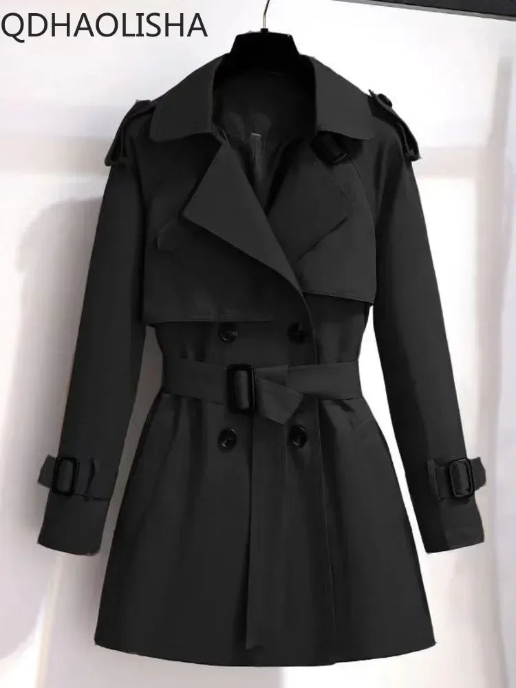 Neu Trenchcoats Vintage Elegante Mode Zweireihig Lose Streetwear Kurze Mantel | tif-shop24.de