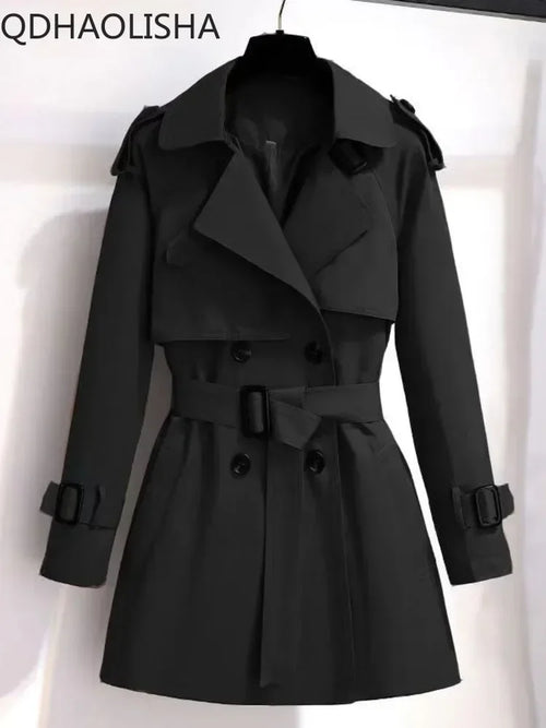 Neu Trenchcoats Vintage Elegante Mode Zweireihig Lose Streetwear Kurze Mantel | tif-shop24.de