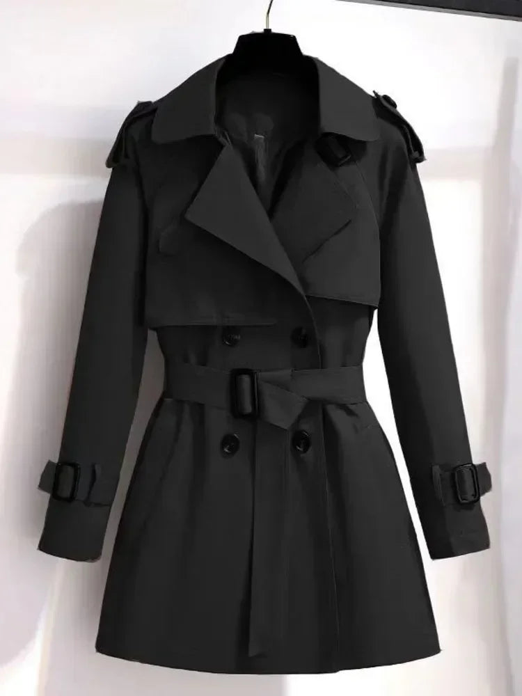 Neu Trenchcoats Vintage Elegante Mode Zweireihig Lose Streetwear Kurze Mantel | tif-shop24.de