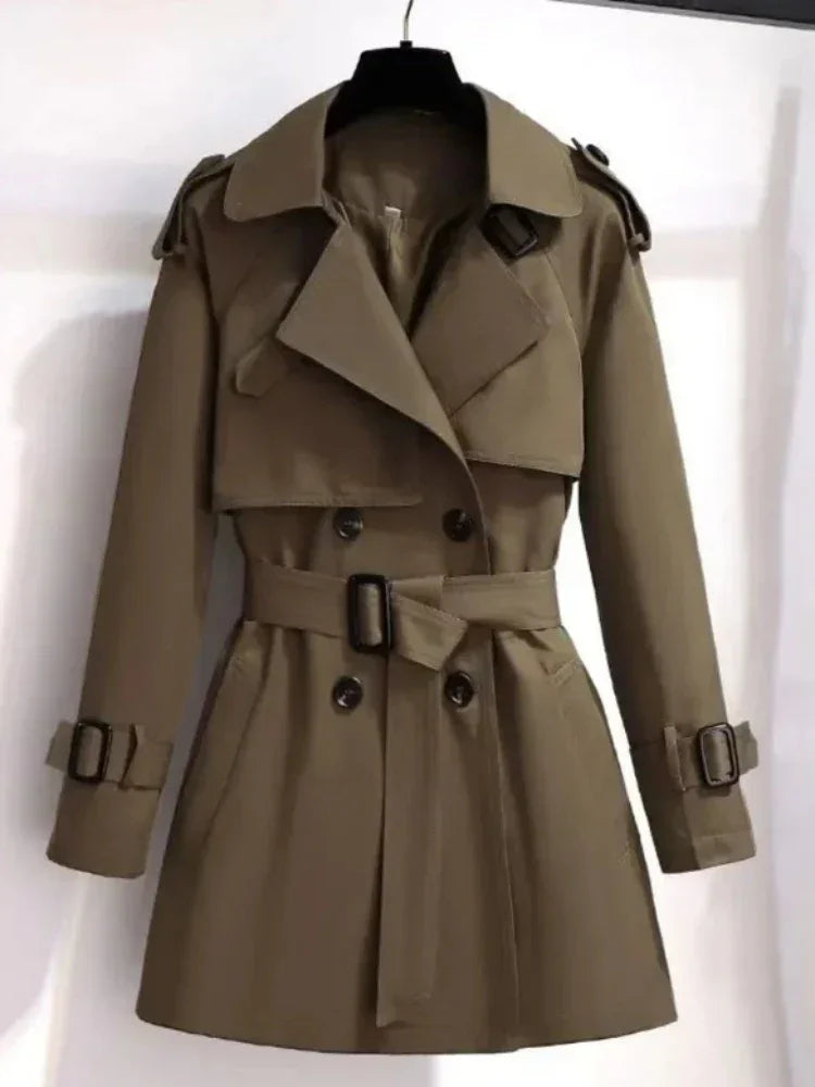 Neu Trenchcoats Vintage Elegante Mode Zweireihig Lose Streetwear Kurze Mantel - tif-shop24.de