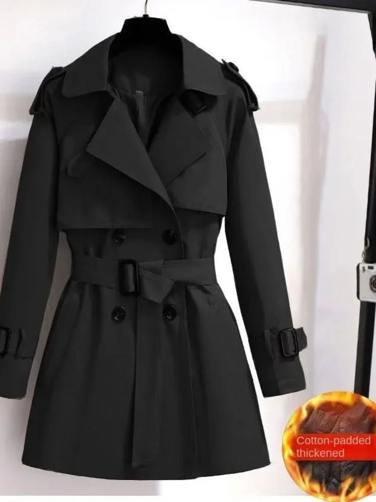 Neu Trenchcoats Vintage Elegante Mode Zweireihig Lose Streetwear Kurze Mantel | tif-shop24.de