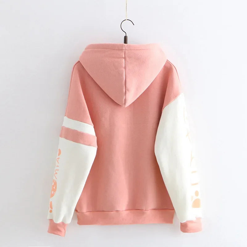 Japanese Kawaii Sweatshirt Harajuku Anime Cat Clothes Mori Preppy Warm Lovely Cute Paw Graphic Pullover | tif-shop24.de