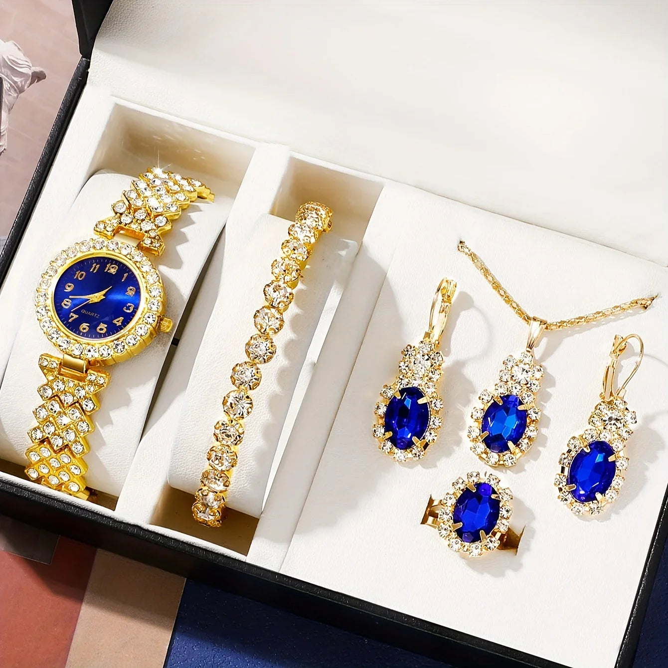 Luxus Strass Uhr Set 6-teilig - Retro Armbanduhr Schmuck | tif-shop24.de