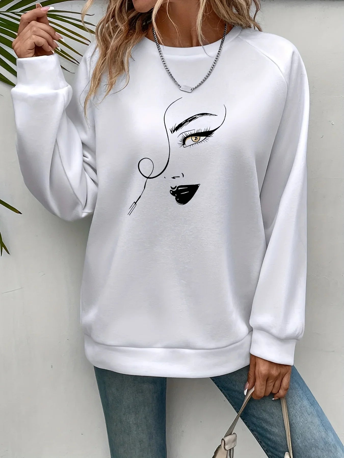 Grafikdruck-Pullover Lässiges Langarm Crewneck-Sweatshirt | tif-shop24.de