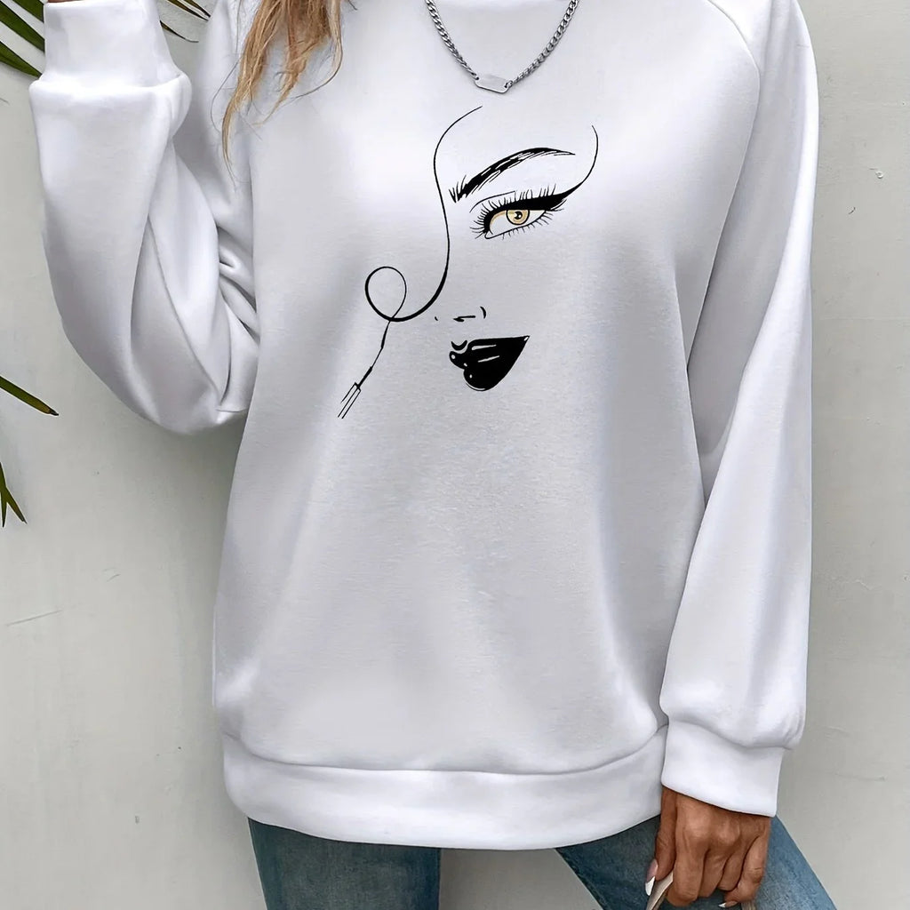 Grafikdruck-Pullover Lässiges Langarm Crewneck-Sweatshirt - tif-shop24.de