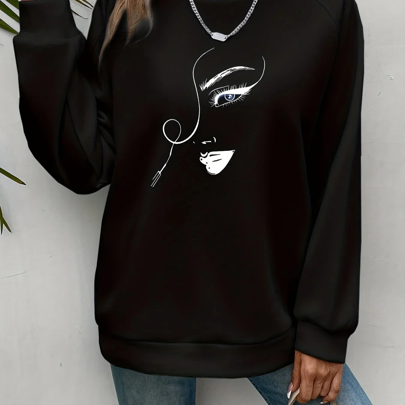 Grafikdruck-Pullover Lässiges Langarm Crewneck-Sweatshirt | tif-shop24.de