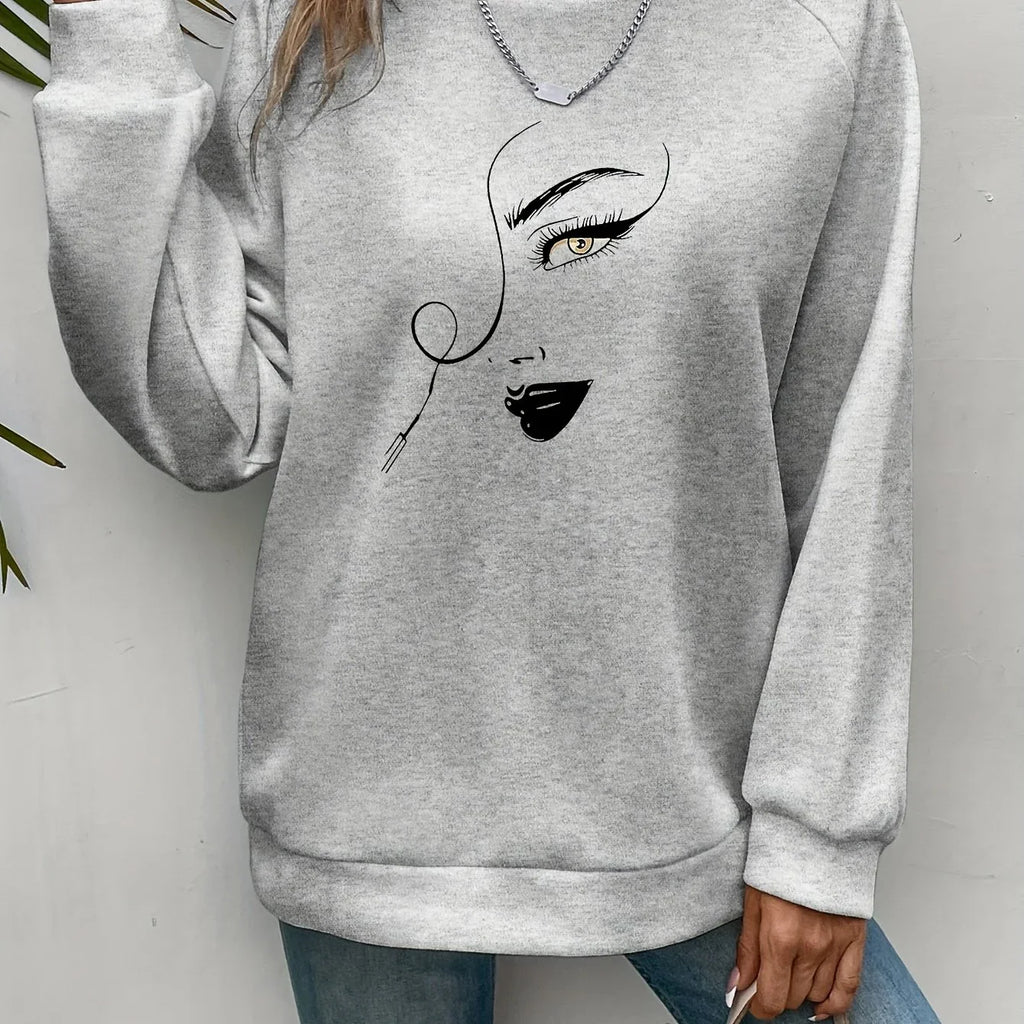 Grafikdruck-Pullover Lässiges Langarm Crewneck-Sweatshirt | tif-shop24.de