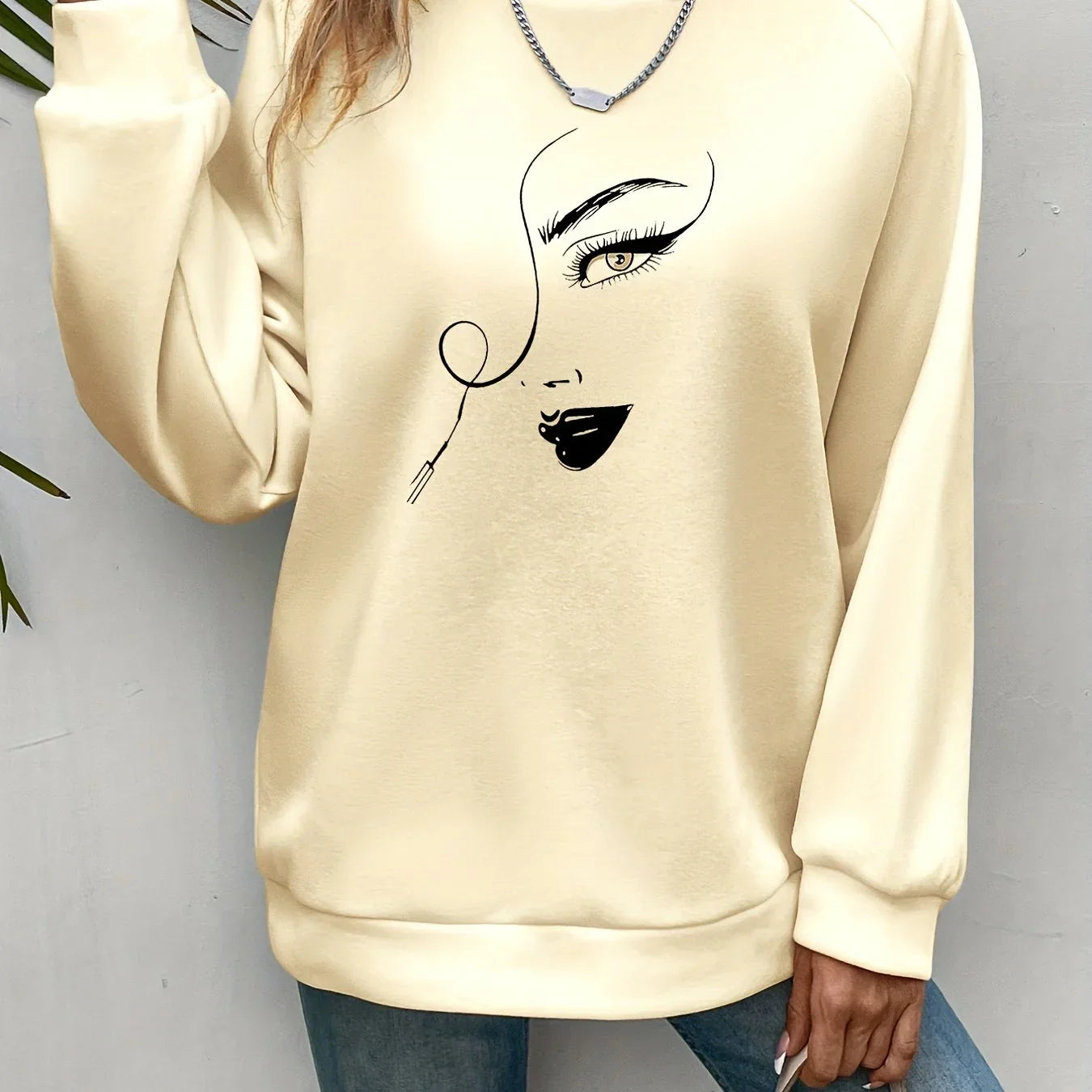 Grafikdruck-Pullover Lässiges Langarm Crewneck-Sweatshirt | tif-shop24.de