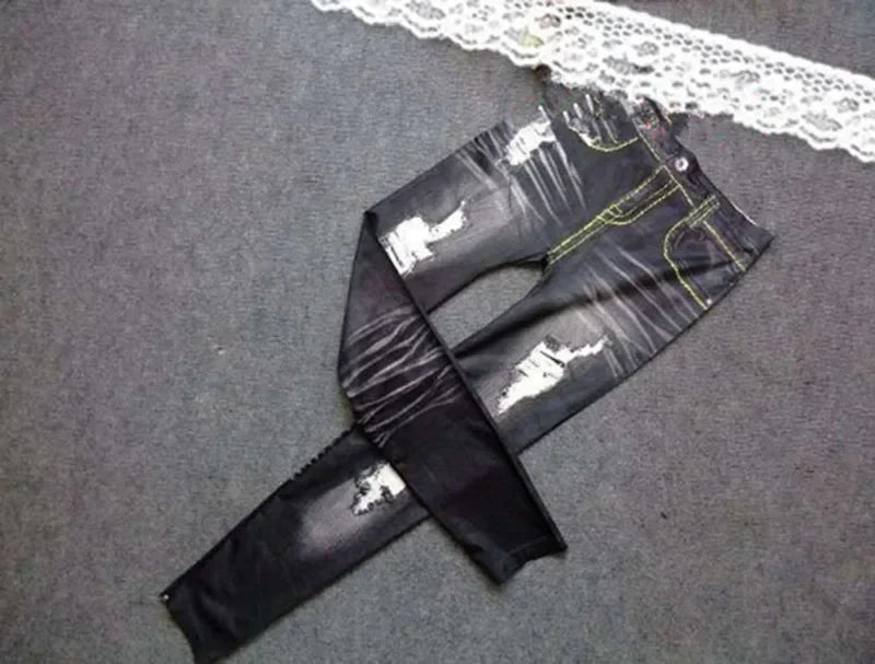 Neue Leggings modische Destroyed-Leggings im Jeans-Look Jeggings Stretch Skinny | tif-shop24.de