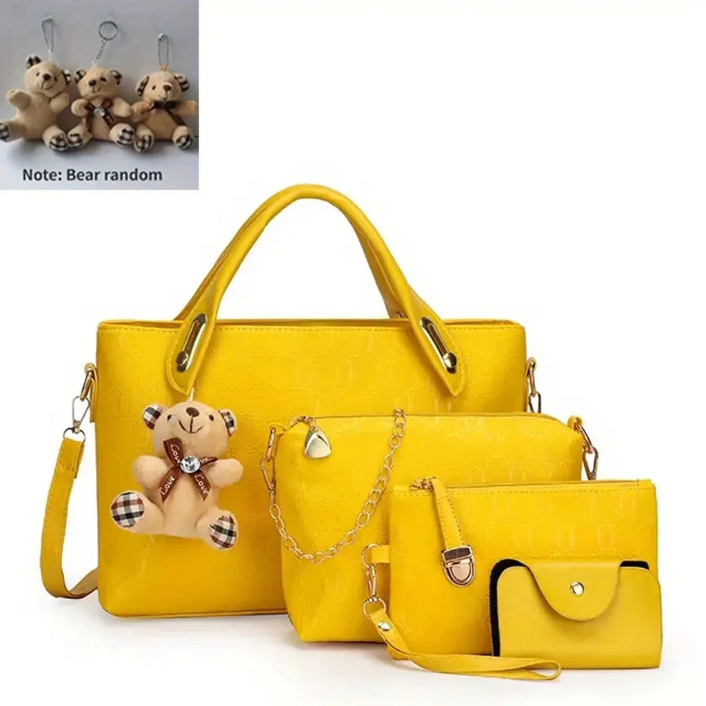 4-teiliges Set Neue Handtasche Schulter-Tragepaket Kosmetiktasche Aus PU-Leder - tif-shop24.de