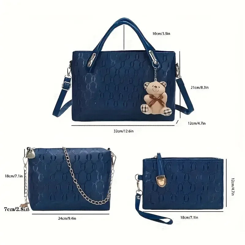 4-teiliges Set Neue Handtasche Schulter-Tragepaket Kosmetiktasche Aus PU-Leder - tif-shop24.de