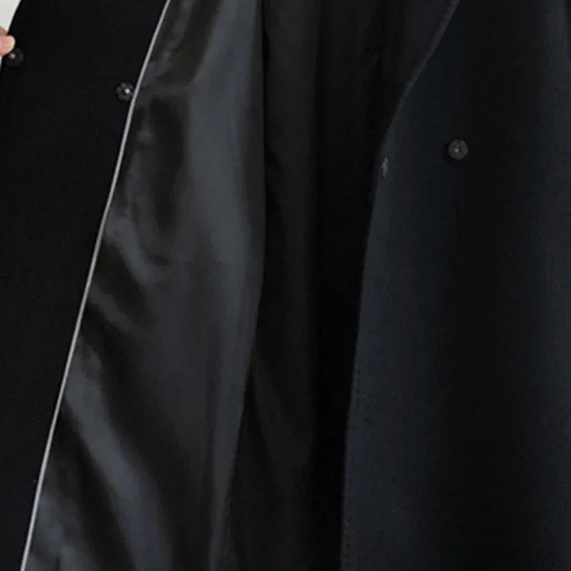 Wolle Mode Lose Gürtel Temperament Casual Graben Büro Dame Lange Mantel | tif-shop24.de