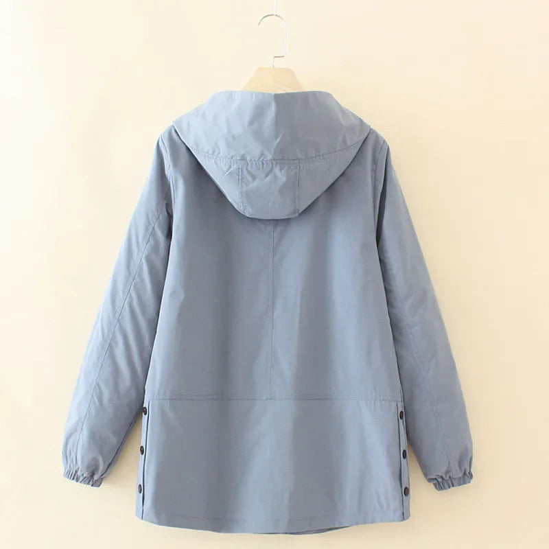 Trenchcoat mit Kapuze - Basic Casual Windjacke Mantel | tif-shop24.de