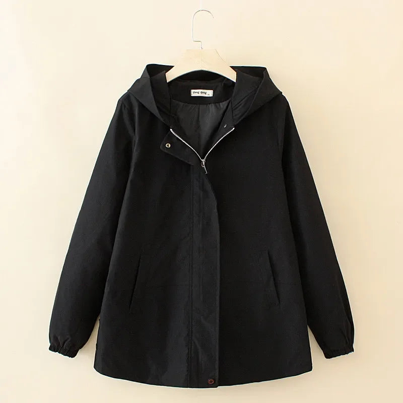 Trenchcoat mit Kapuze - Basic Casual Windjacke Mantel | tif-shop24.de