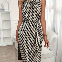 Allover-Print Mit Kuhhalsausschnitt Partykleidung Ärmelloses Figurbetontes Kleid | tif-shop24.de