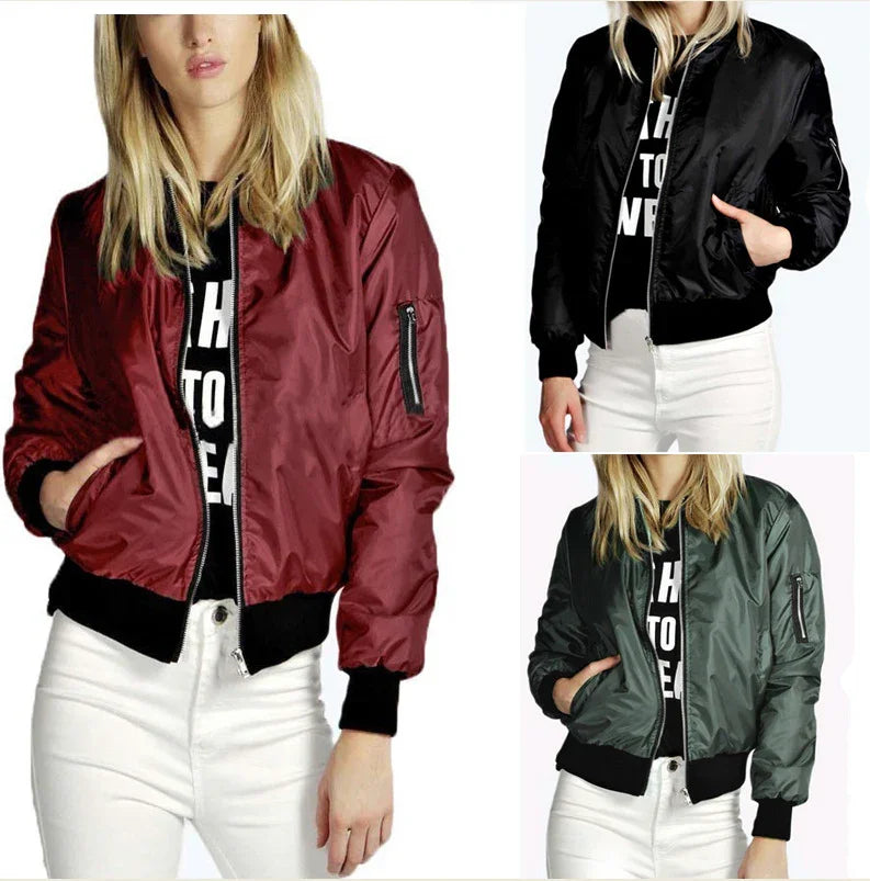 Winter new solid color fashion zipper jacket jacket coat | tif-shop24.de