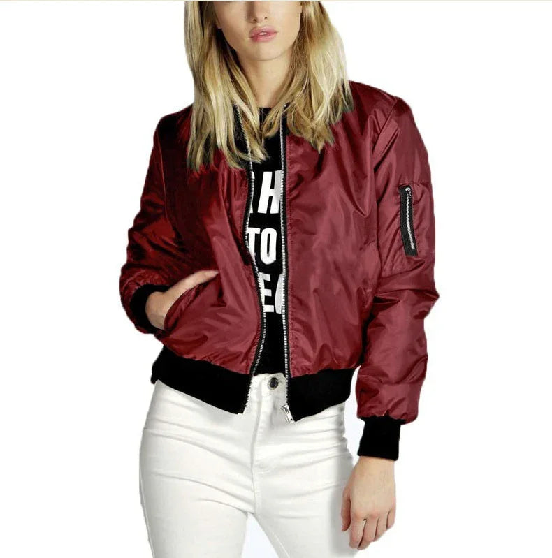 Winter new solid color fashion zipper jacket jacket coat | tif-shop24.de