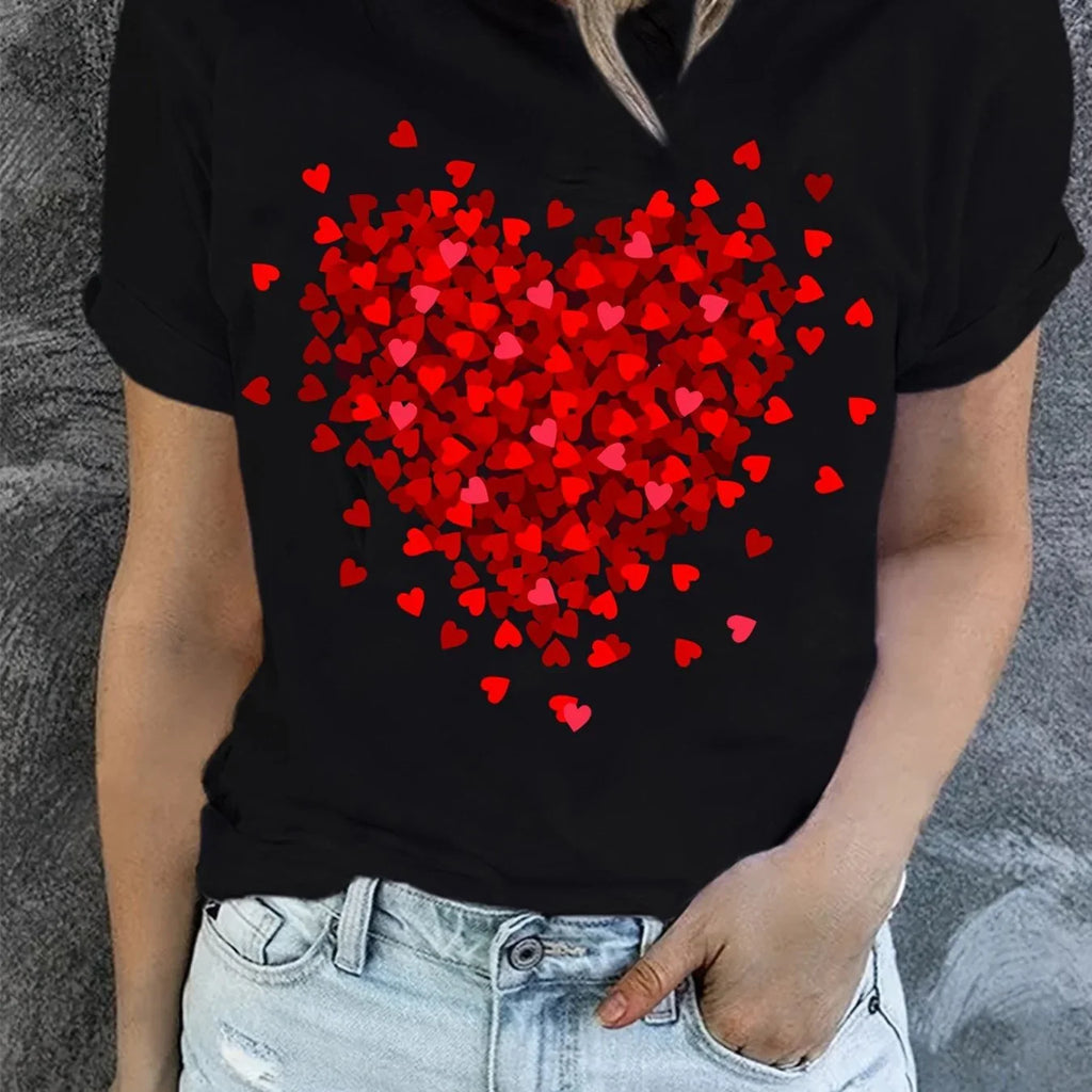 Mit Herzdruck für Valentinstag Geschenk mit Rundhalsausschnitt | tif-shop24.de