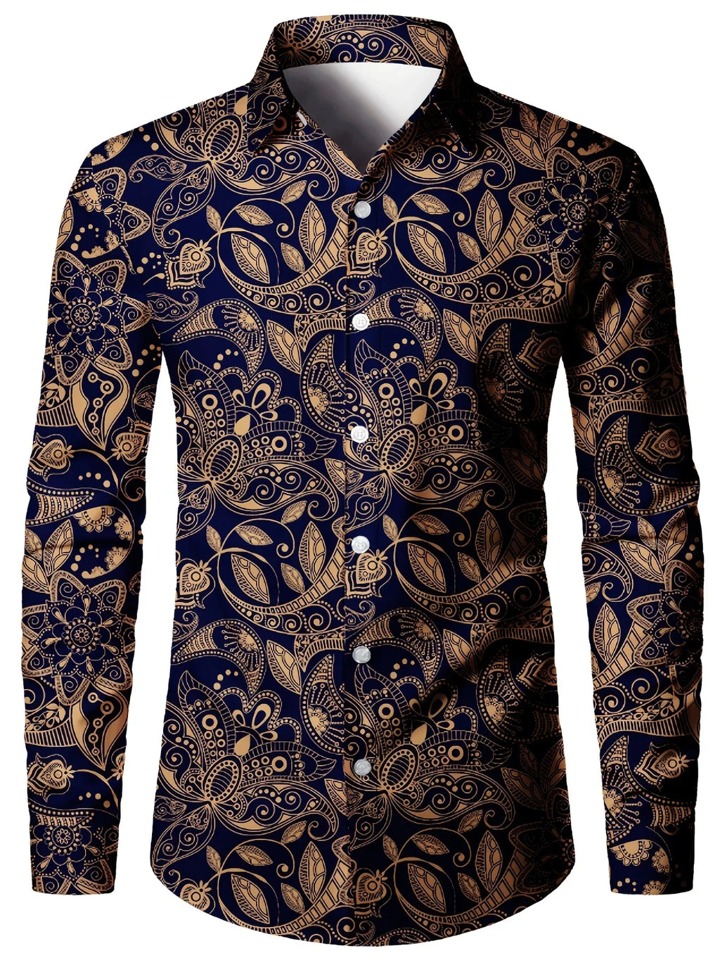 Retro Blumenmuster Muster Top Umlegekragen Langarmverschluss Freizeithemd - tif-shop24.de