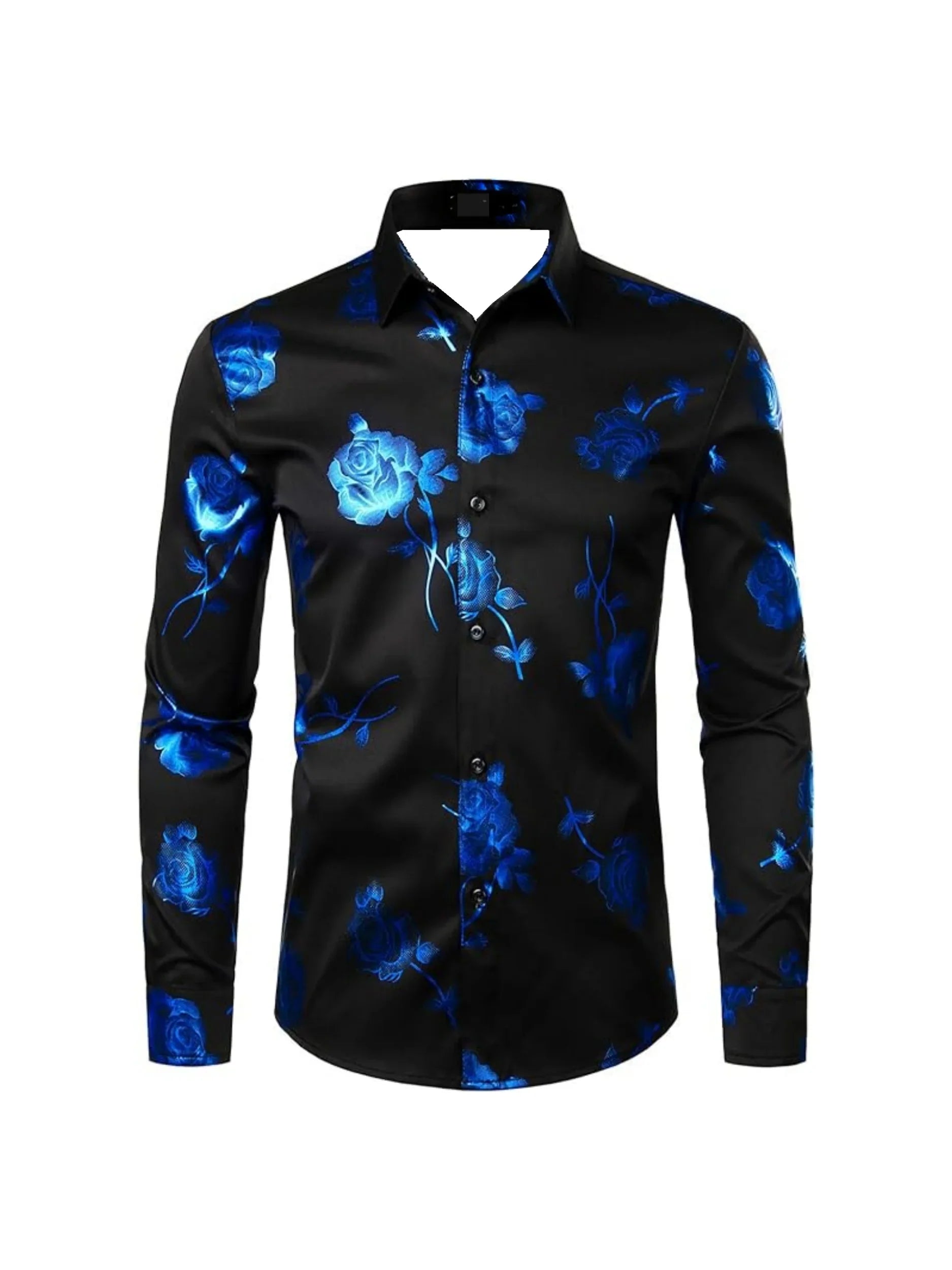 Schmaler Passform, Blauem Rosenmuster, Für Partys & Bankette - tif-shop24.de