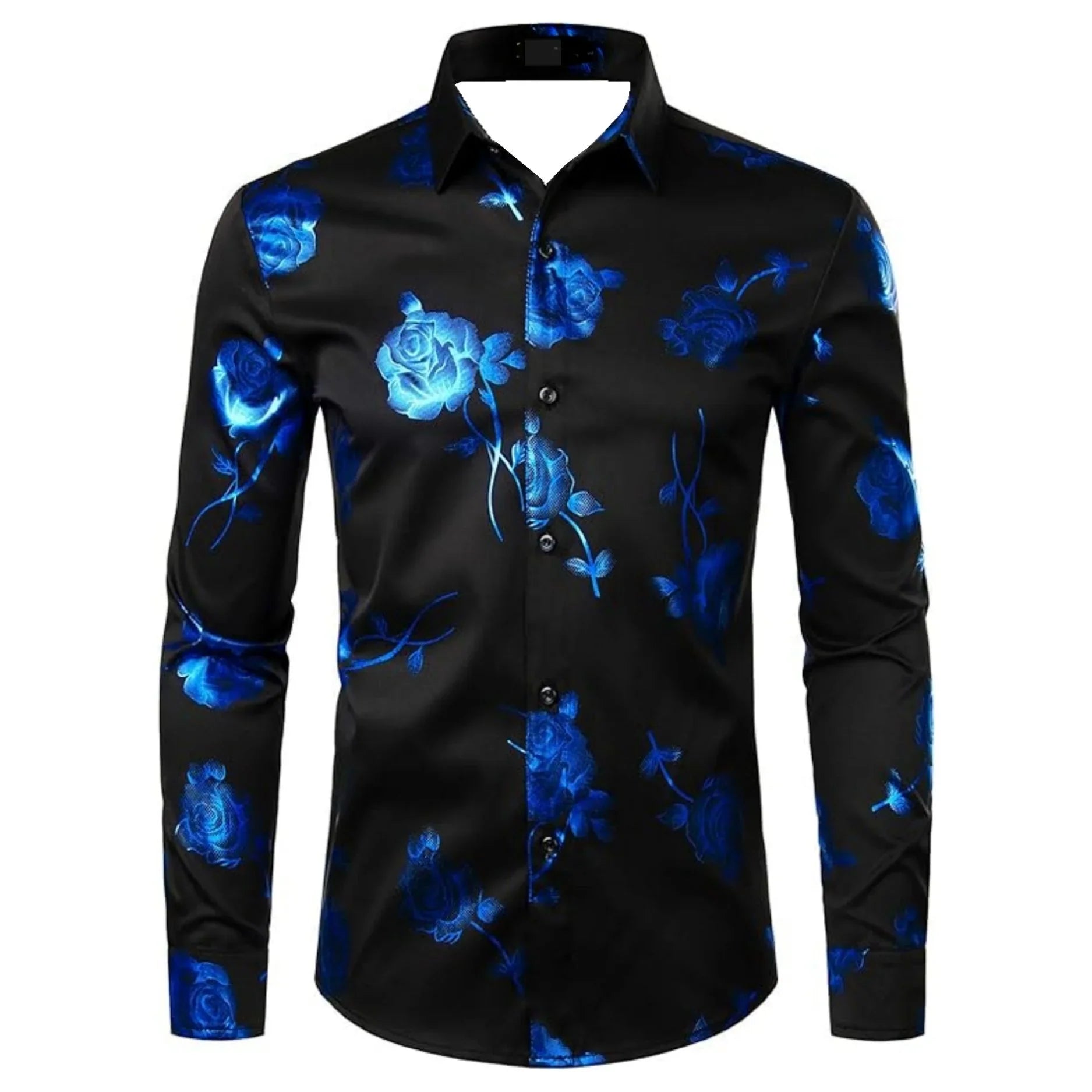 Schmaler Passform, Blauem Rosenmuster, Für Partys & Bankette - tif-shop24.de