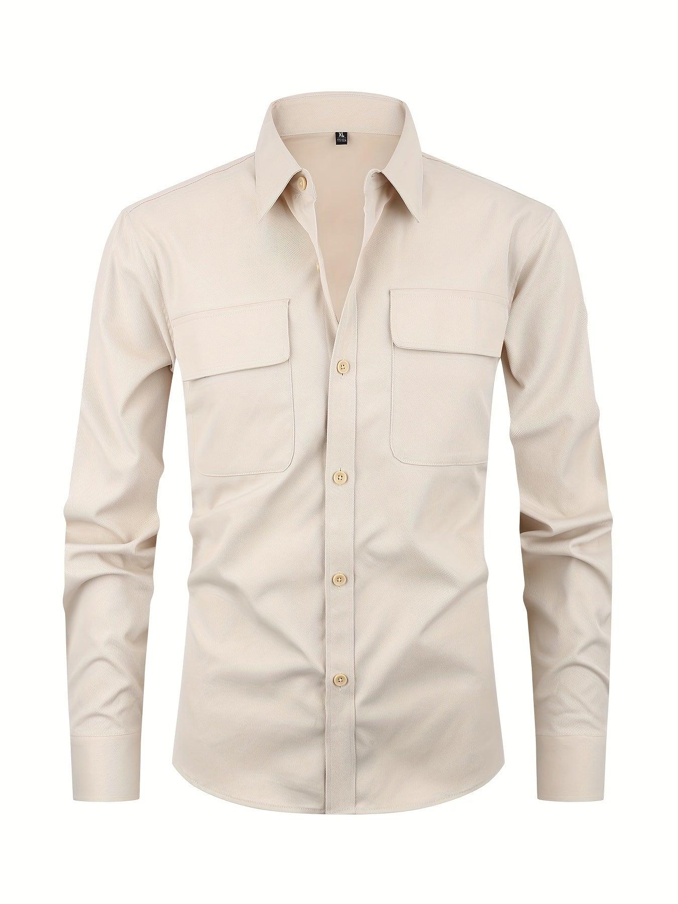 Stilvolles Einfarbiges Hemd, Lässiges Atmungsaktives Hemd Mit Revers, Langen Ärmel - tif-shop24.de