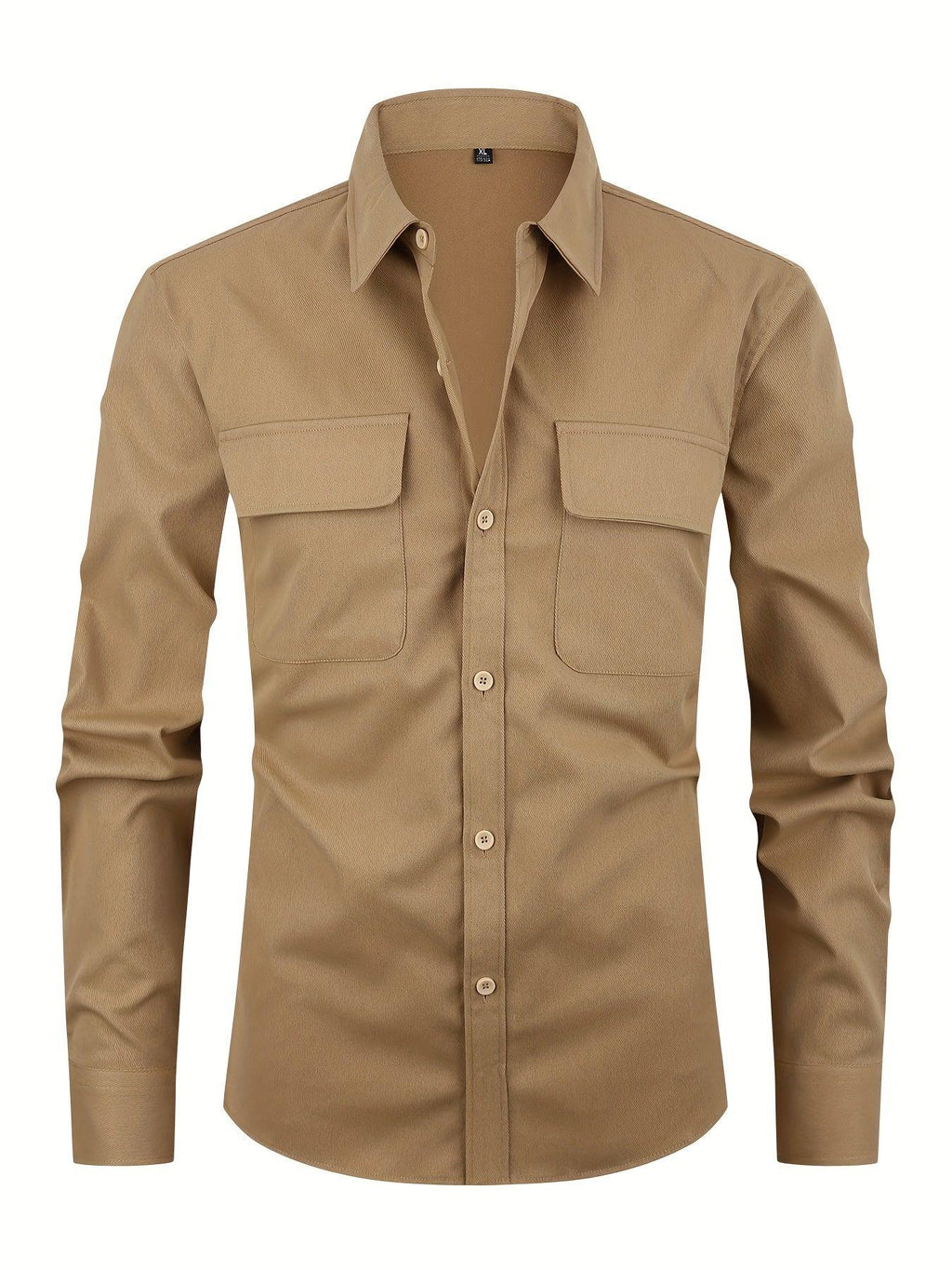 Stilvolles Einfarbiges Hemd, Lässiges Atmungsaktives Hemd Mit Revers, Langen Ärmel - tif-shop24.de