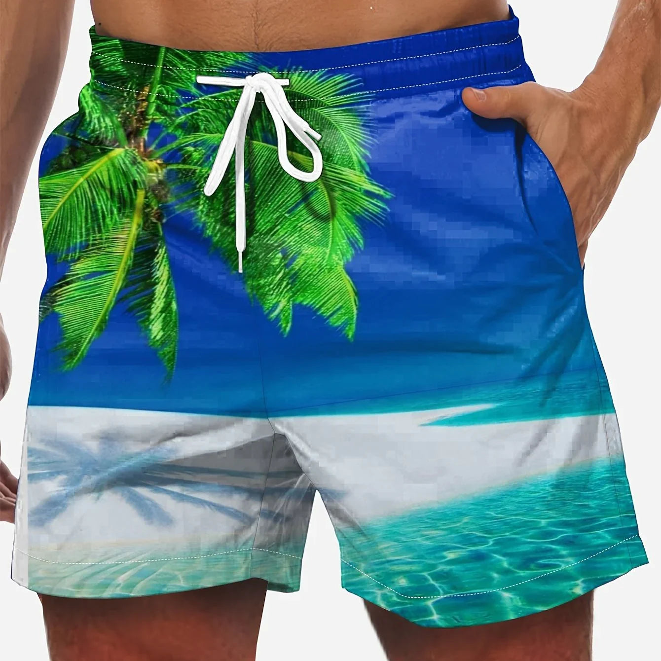 Sommerliche Strand-Sportshorts Für Herren Mit Stilvollem 3D-Grafikdruck Und Taschen - tif-shop24.de