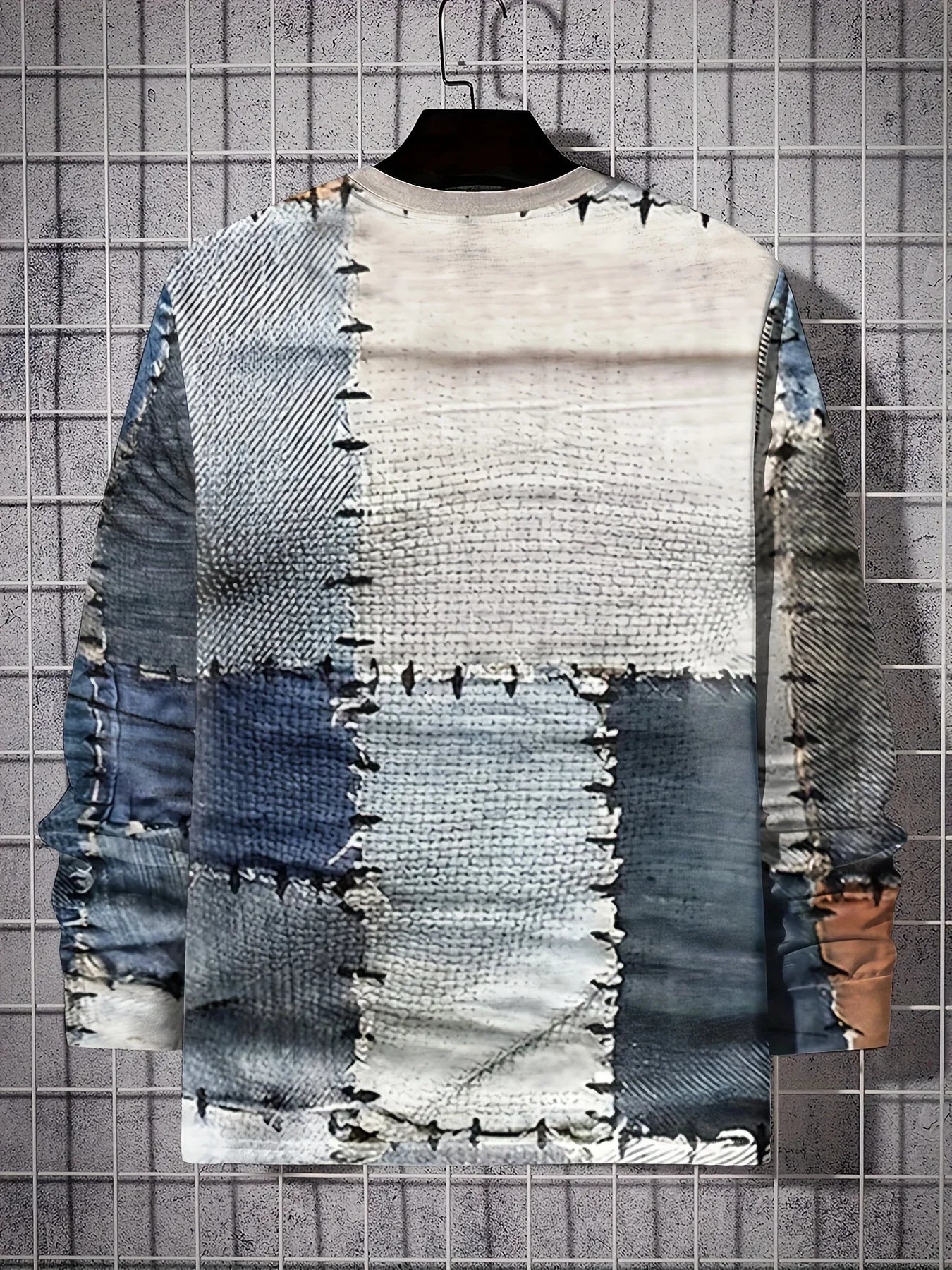 Patchwork Langarm Novelty Stilvolle Tees T-Shirt | tif-shop24.de