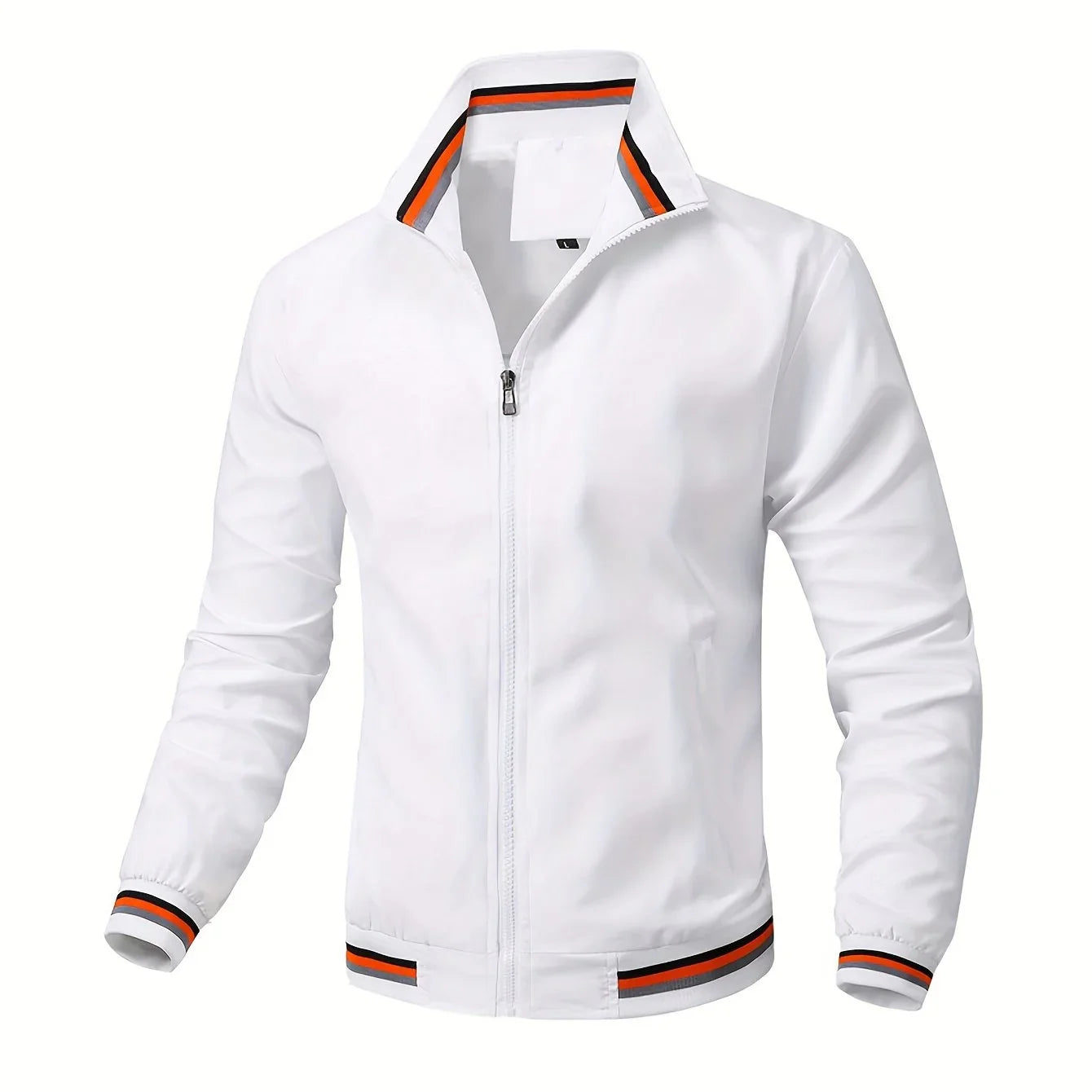 Stripe Edge Bomber Jacke, Herren Freizeit Stehkragen Reißverschluss Jacke - tif-shop24.de