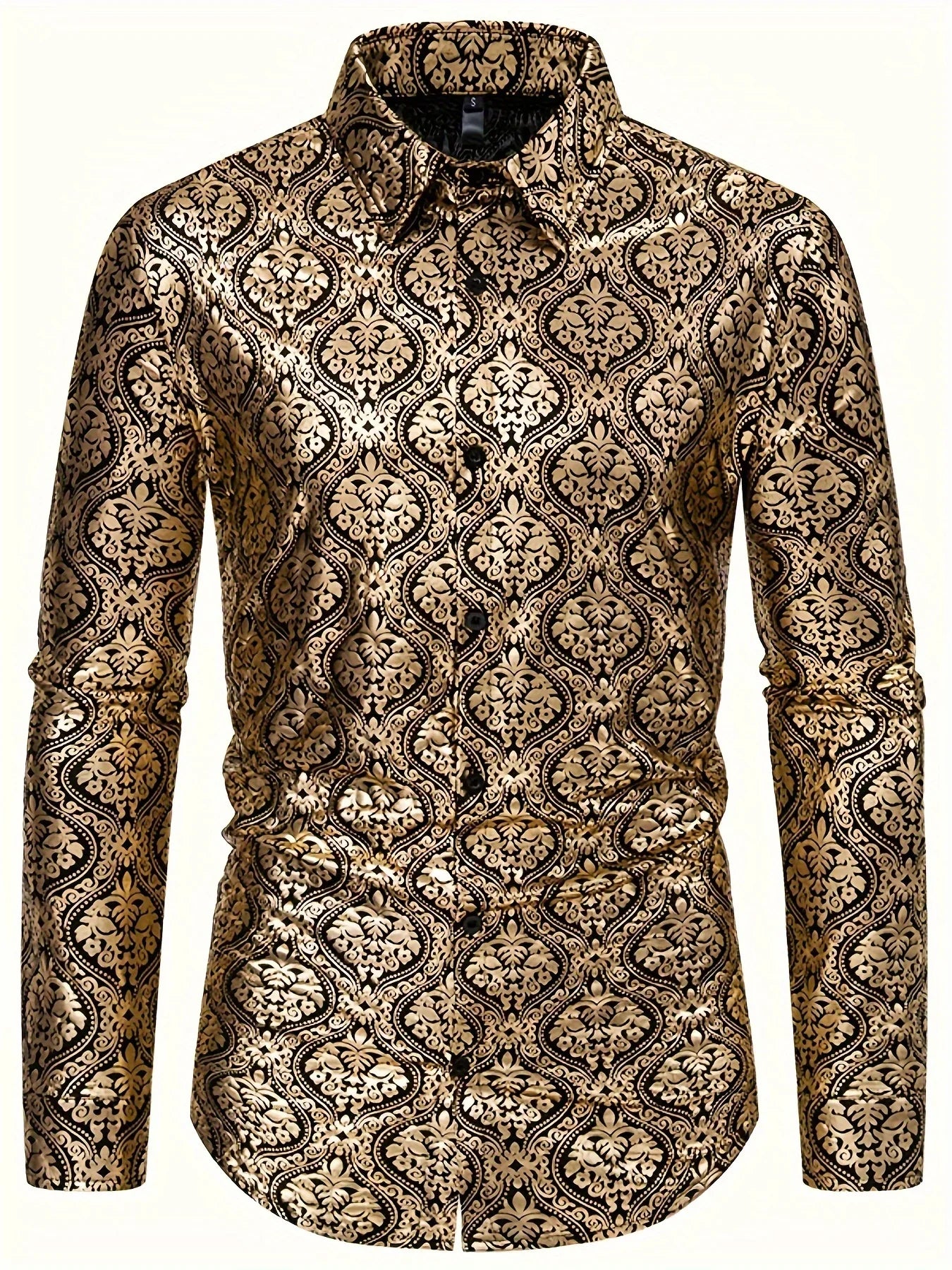 Stretch Langarmhemd, Vintage Barockmuster - tif-shop24.de