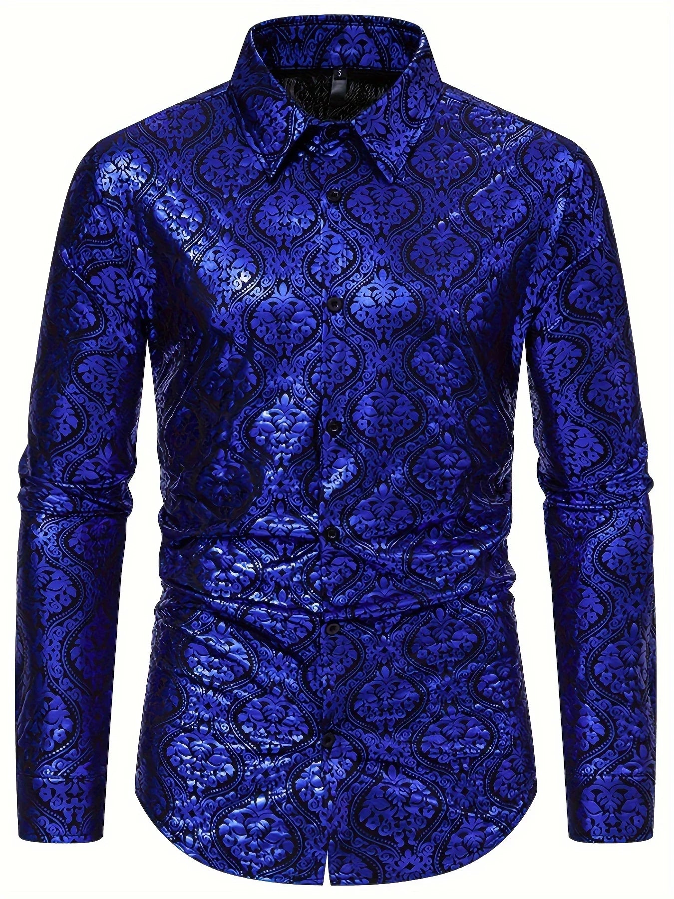 Stretch Langarmhemd, Vintage Barockmuster - tif-shop24.de