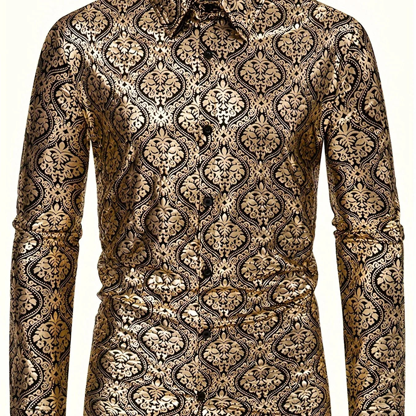 Stretch Langarmhemd, Vintage Barockmuster - tif-shop24.de