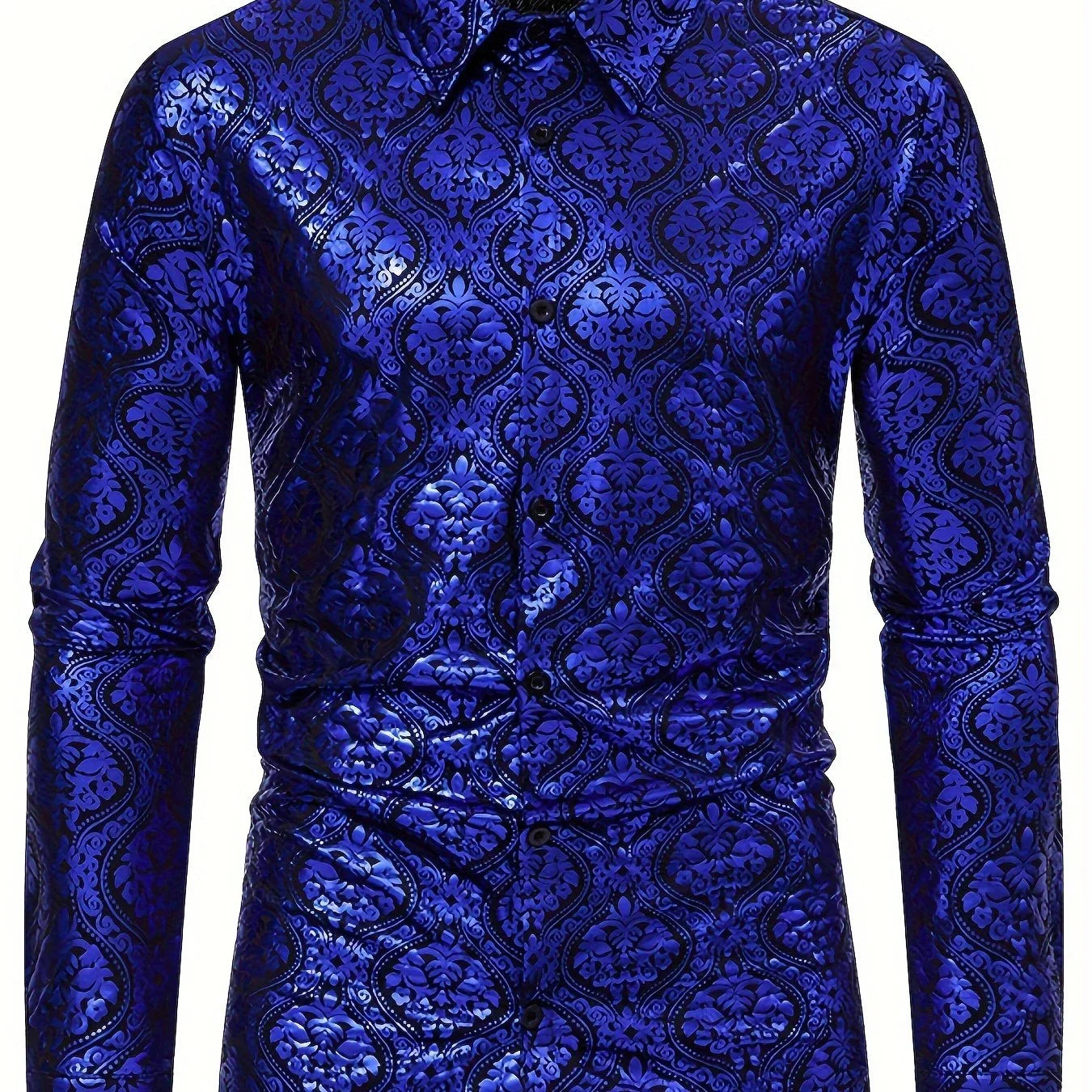 Stretch Langarmhemd, Vintage Barockmuster - tif-shop24.de